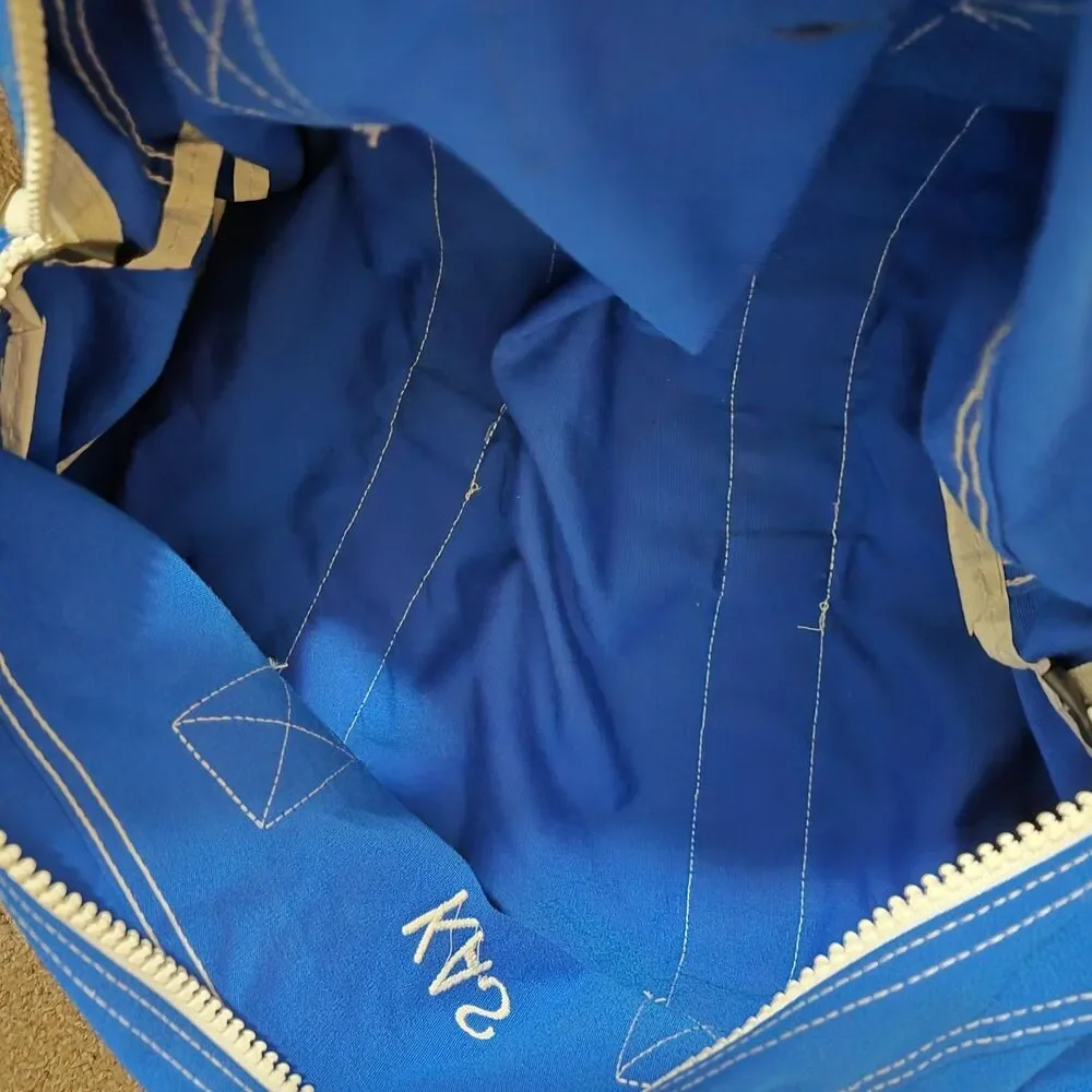 Lands' End Royal Blue White Large Duffle Travel Gym Bag Handles Adjustable Strap